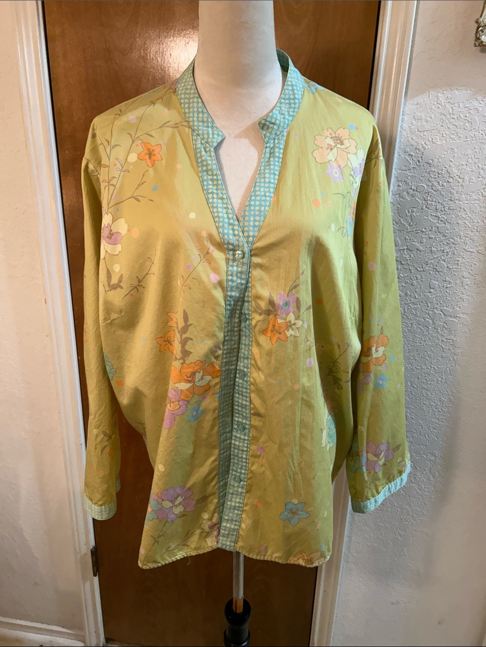 Women’s cotton blouse. Lightweight Floral Sleep Shirt 3X
